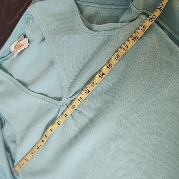 Talbots Women’s Sweater Twin Set Cashmere Cardigan Sz Large Aqua 2 Piece - Picture 5 of 10